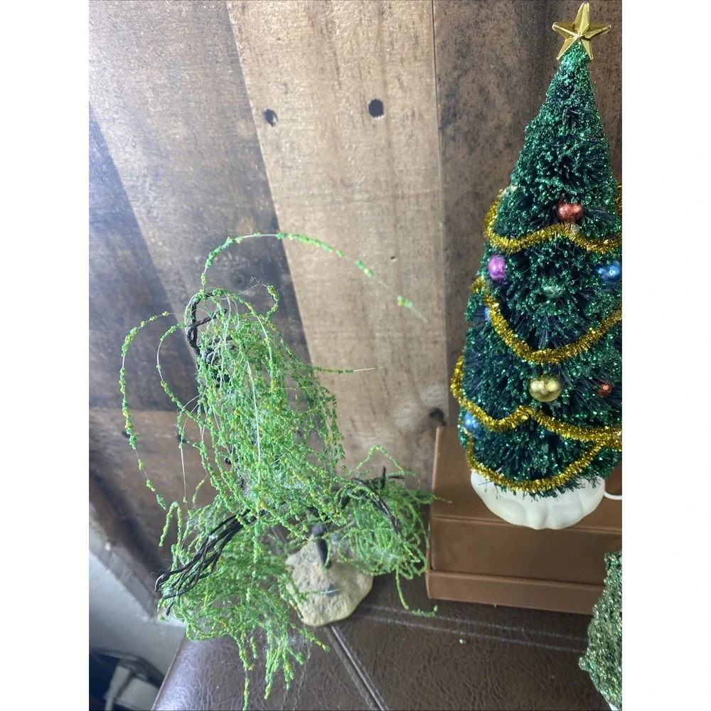 Vintage Lemax Christmas Village Tree Lot of 3‎ Flashing Trees Willow Tested Read